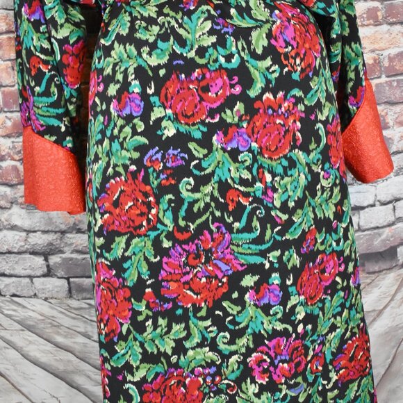 Victorias Secret Medium Gold Label Floral Satin Full Length Robe Pockets Belt - Picture 7 of 12